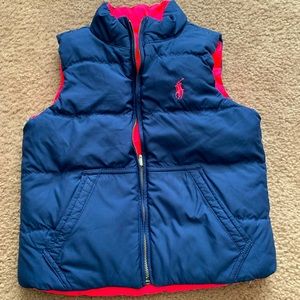 Ralph Lauren blue/pink reversible puffer vest.  4T